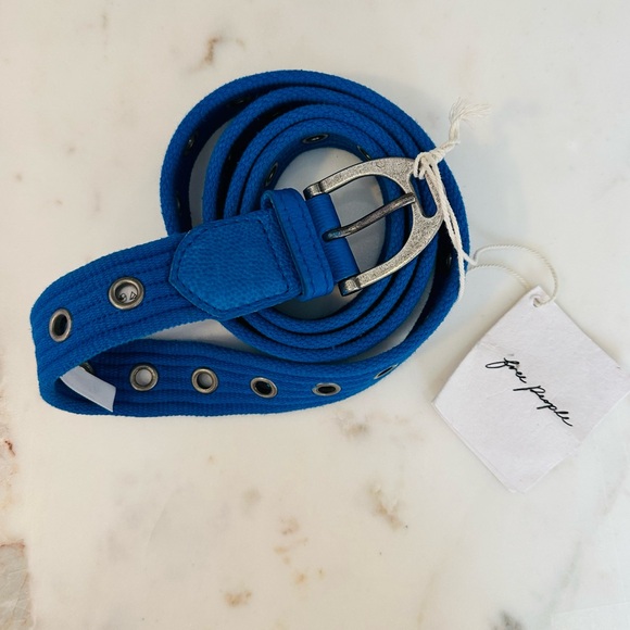 New Free people Avril  woven belt cobalt blue S/M - Picture 6 of 6